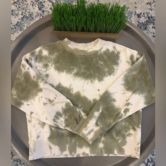 VELVET By Graham & Spencer True Tie Dye Soft Fleece Sweatshirt Green Small - Picture 5 of 7